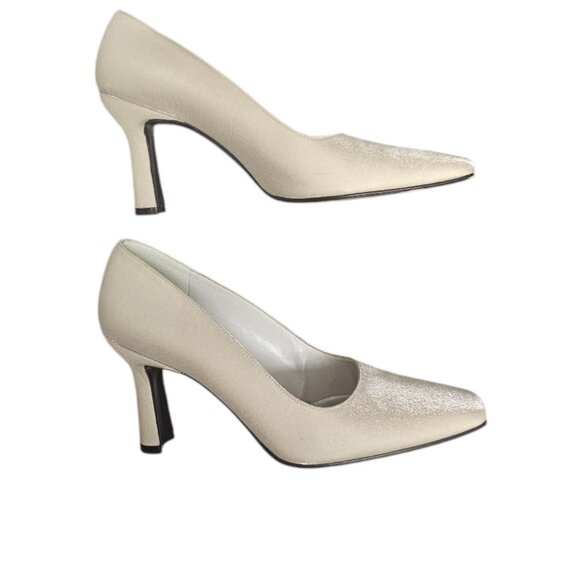 Stuart Weitzman Shimmer Champagne Womens 3" Heels -Size 8C Satin High Heels - Picture 8 of 14
